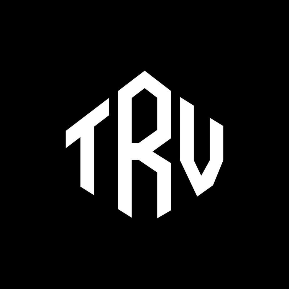 TRV letter logo design with polygon shape. TRV polygon and cube shape logo design. TRV hexagon vector logo template white and black colors. TRV monogram, business and real estate logo.