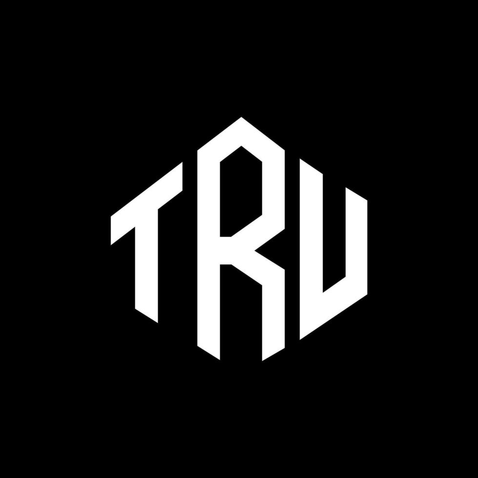 TRU letter logo design with polygon shape. TRU polygon and cube shape logo design. TRU hexagon vector logo template white and black colors. TRU monogram, business and real estate logo.