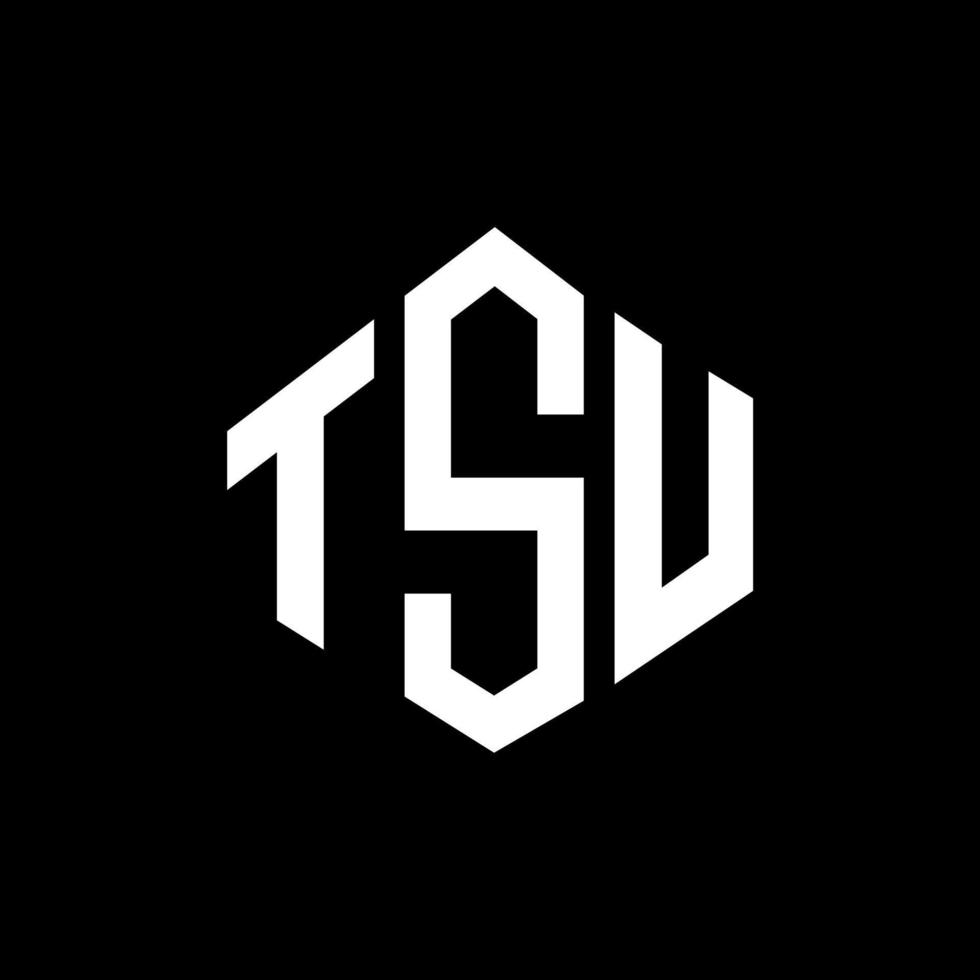TSU letter logo design with polygon shape. TSU polygon and cube shape logo design. TSU hexagon vector logo template white and black colors. TSU monogram, business and real estate logo.