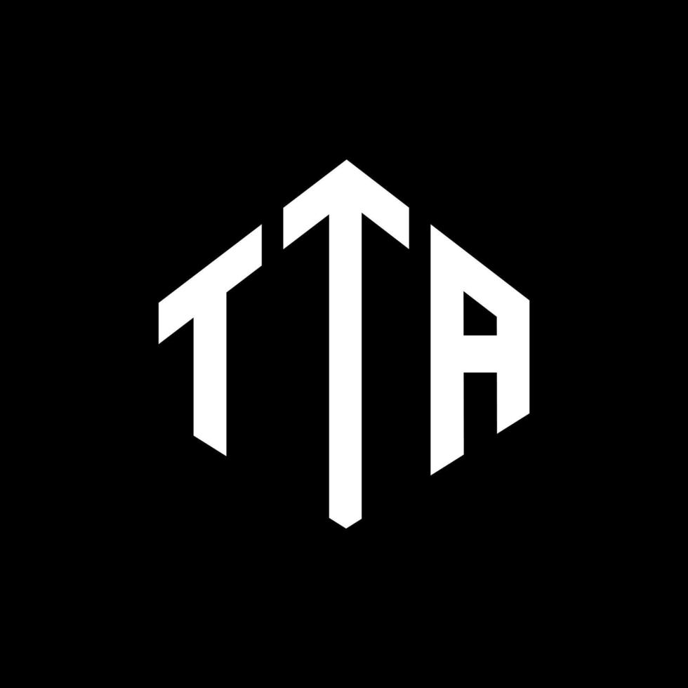 TTA letter logo design with polygon shape. TTA polygon and cube shape logo design. TTA hexagon vector logo template white and black colors. TTA monogram, business and real estate logo.