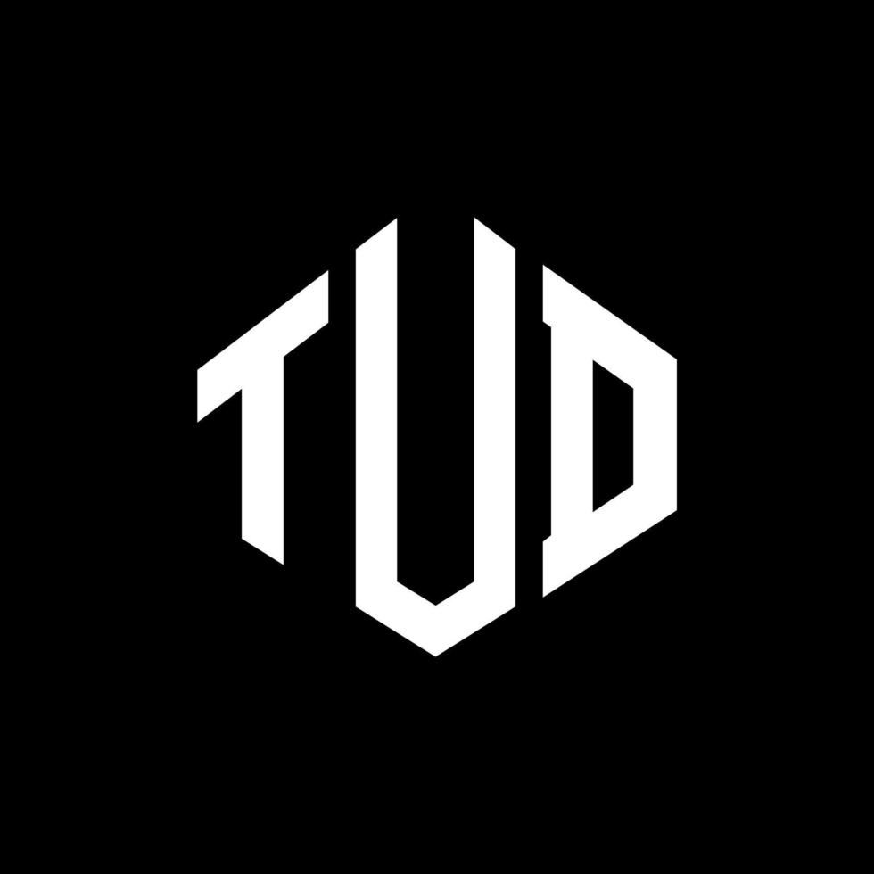 TUD letter logo design with polygon shape. TUD polygon and cube shape logo design. TUD hexagon vector logo template white and black colors. TUD monogram, business and real estate logo.