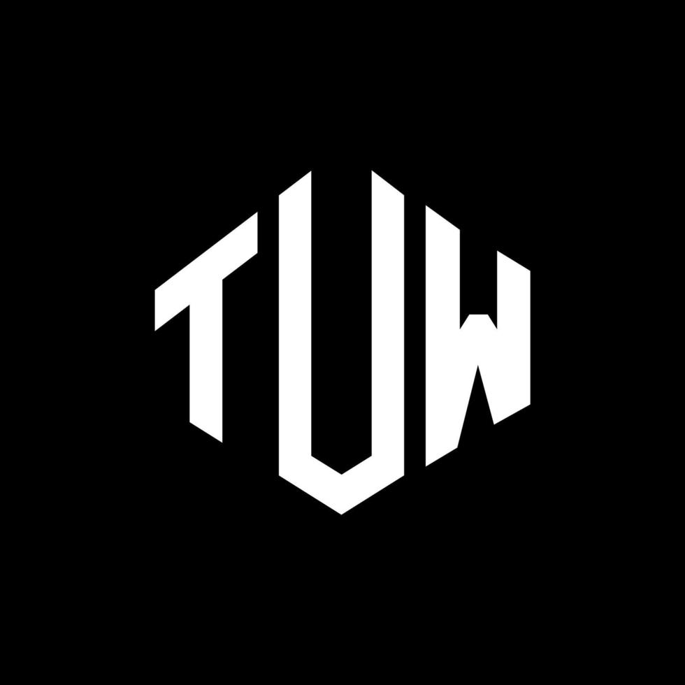 TUW letter logo design with polygon shape. TUW polygon and cube shape logo design. TUW hexagon vector logo template white and black colors. TUW monogram, business and real estate logo.