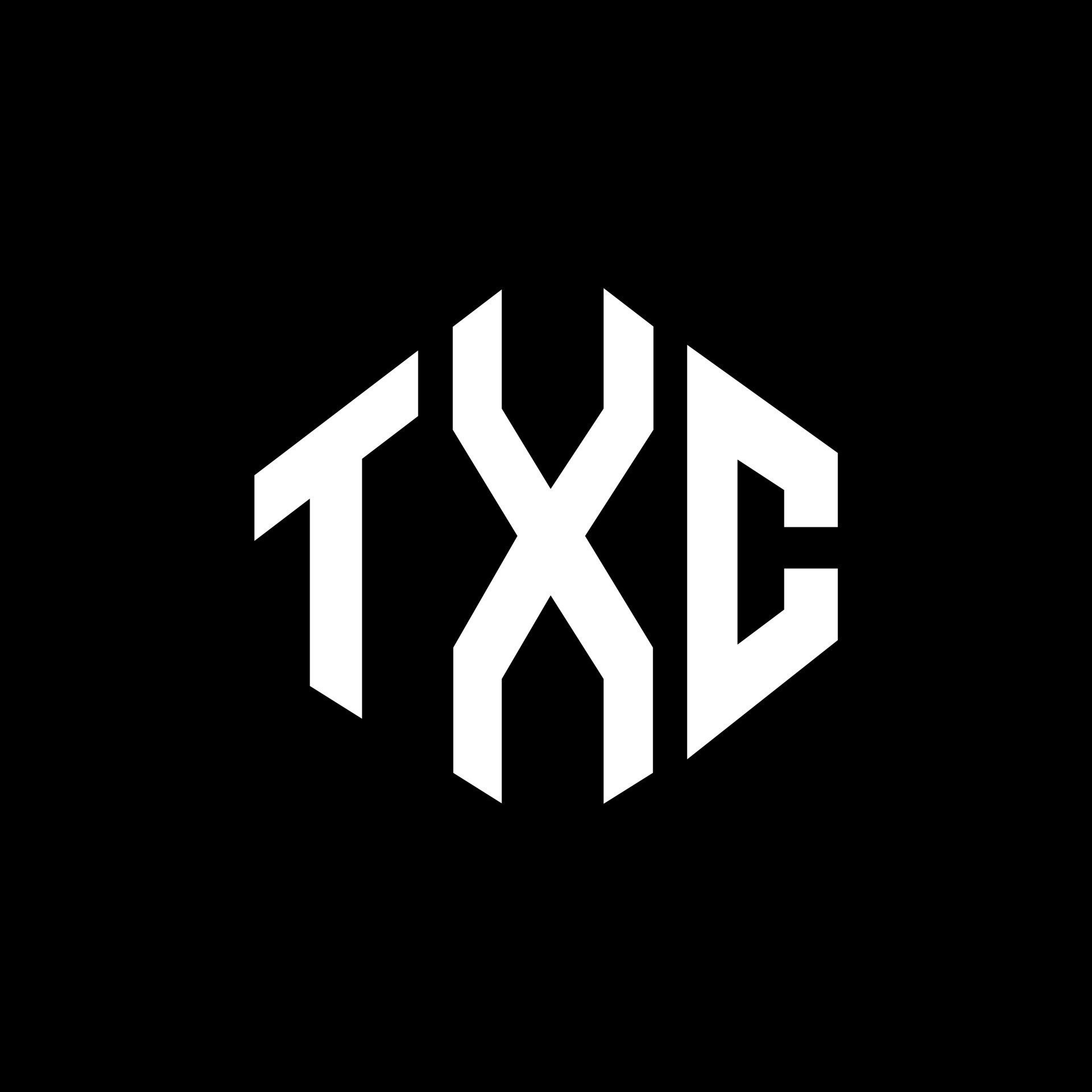 TXC letter logo design with polygon shape. TXC polygon and cube shape
