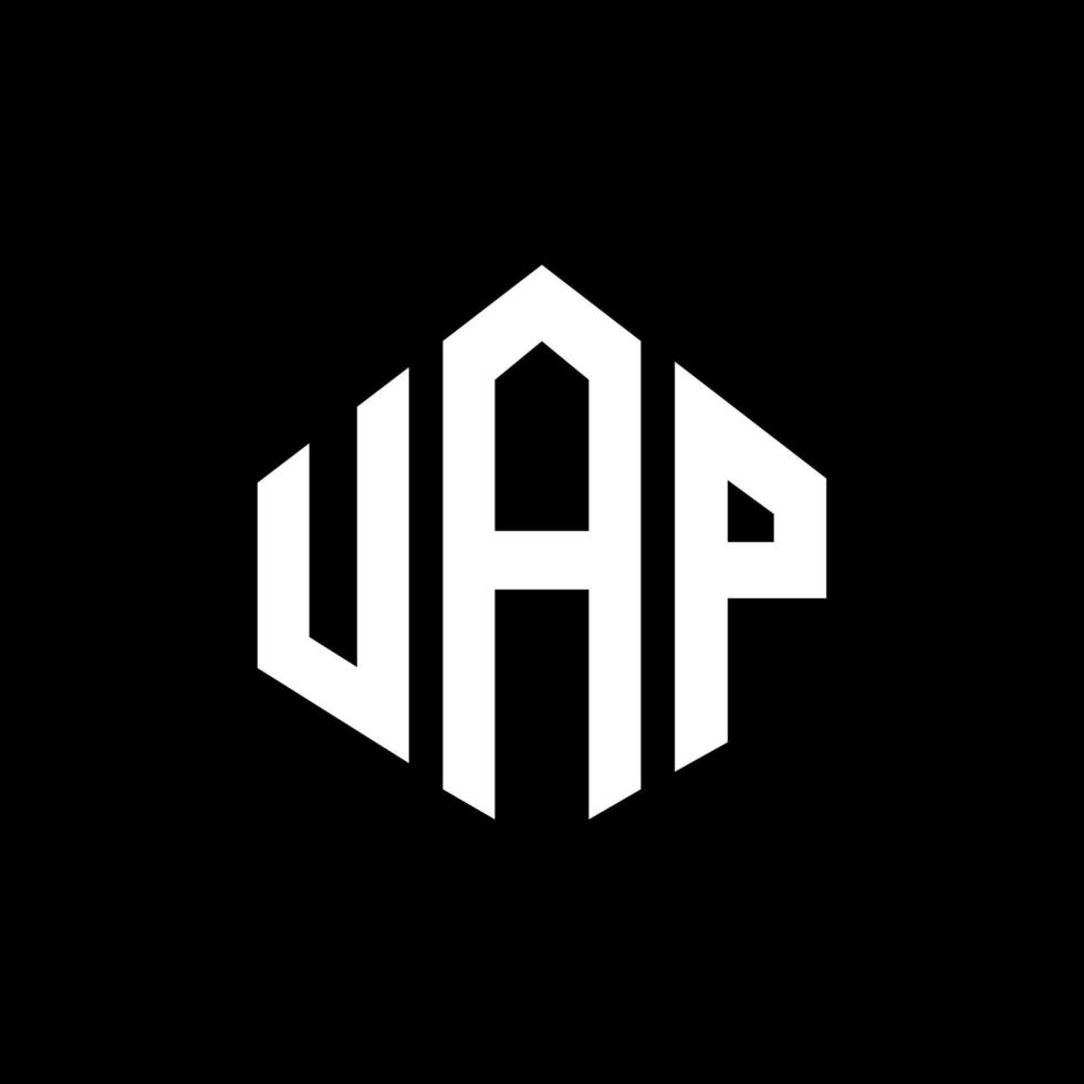 UAP letter logo design with polygon shape. UAP polygon and cube shape logo design. UAP hexagon vector logo template white and black colors. UAP monogram, business and real estate logo.