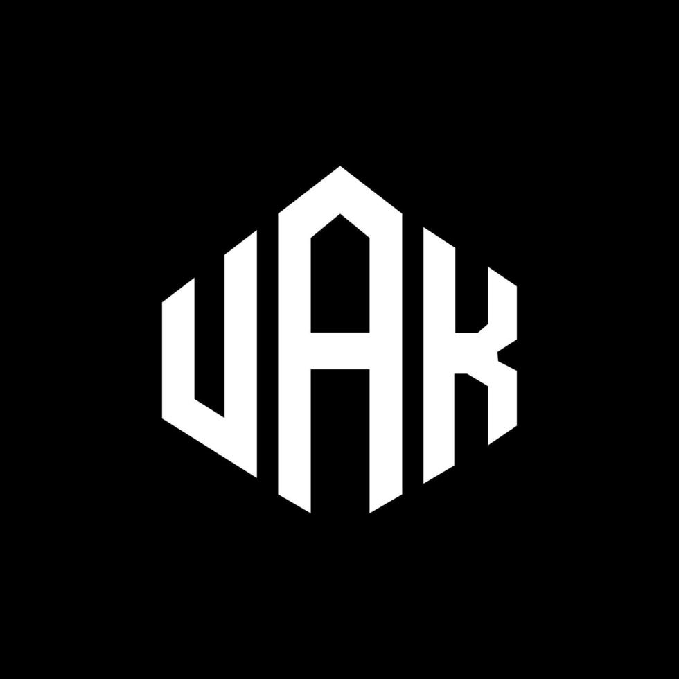 diseño de logotipo de letra uak con forma de polígono. uak polígono y diseño de logotipo en forma de cubo. uak hexágono vector logo plantilla colores blanco y negro. monograma uak, logotipo empresarial y inmobiliario.