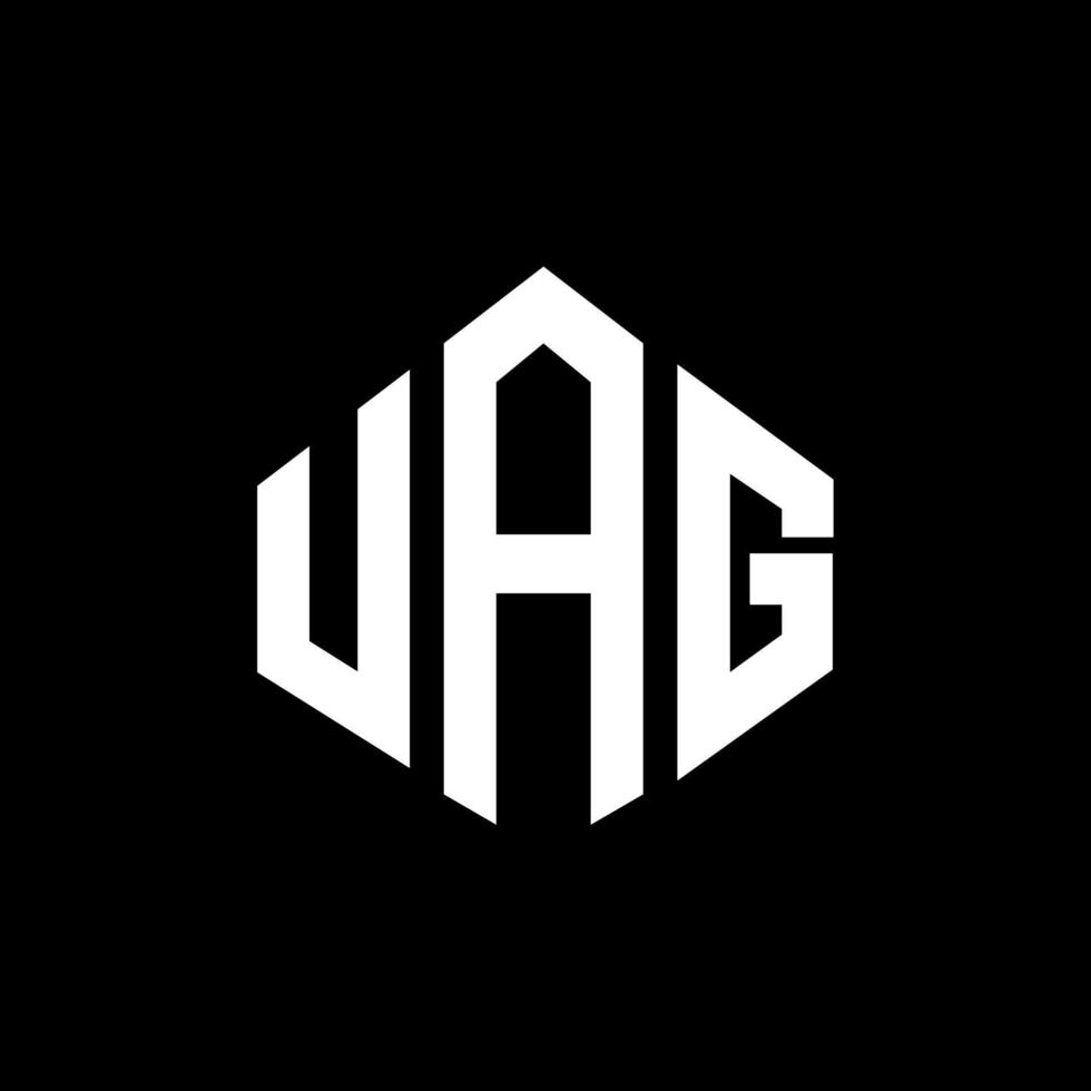 diseño de logotipo de letra uag con forma de polígono. diseño de logotipo en forma de cubo y polígono uag. Uag hexágono vector logo plantilla colores blanco y negro. monograma uag, logotipo empresarial y inmobiliario.