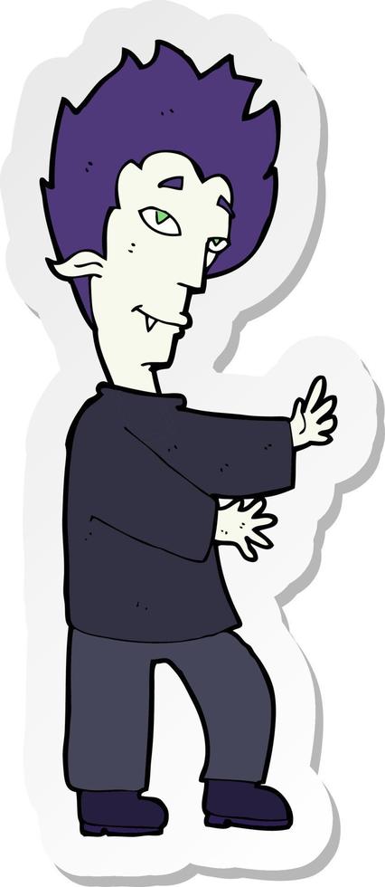 sticker of a cartoon vampire vector