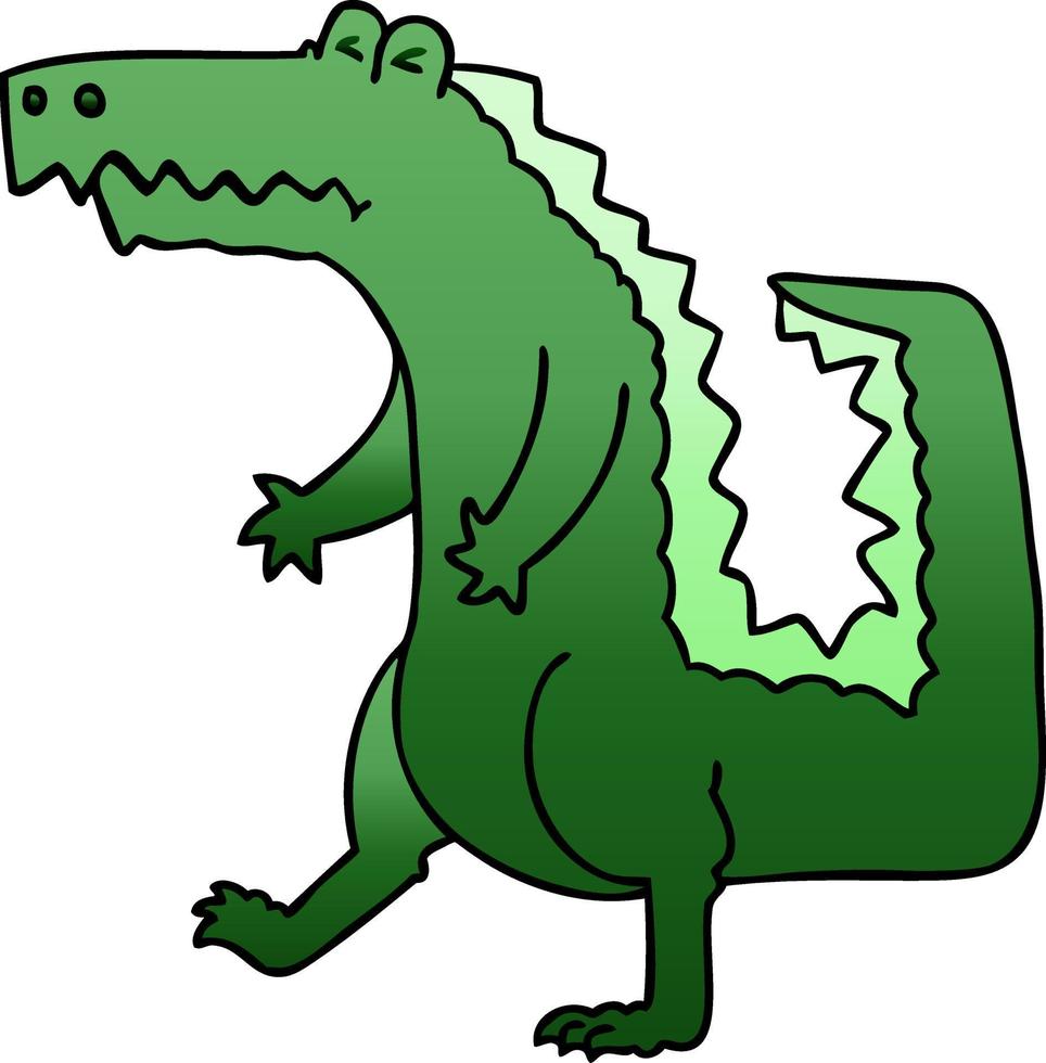 quirky gradient shaded cartoon crocodile vector