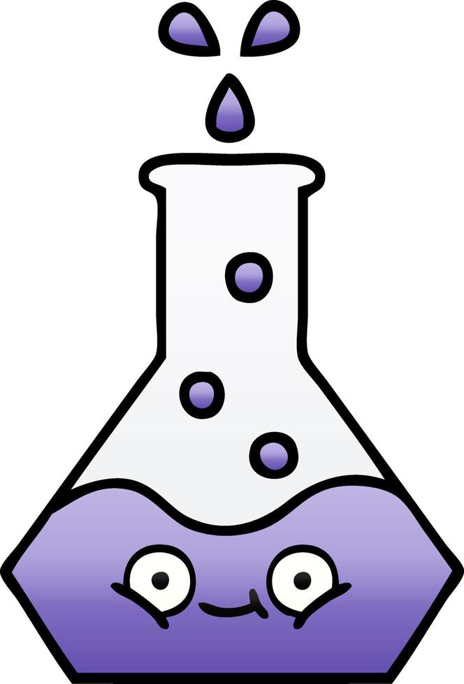 gradient shaded cartoon science beaker vector