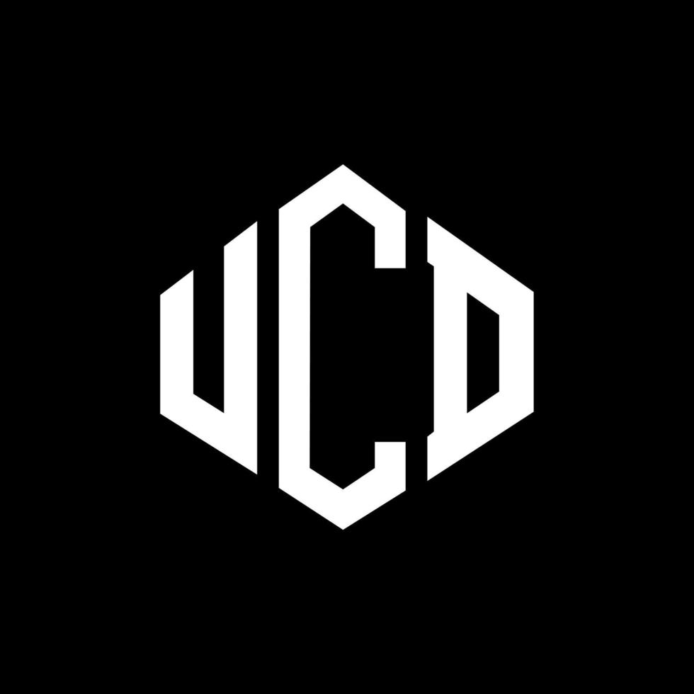UCD letter logo design with polygon shape. UCD polygon and cube shape logo design. UCD hexagon vector logo template white and black colors. UCD monogram, business and real estate logo.