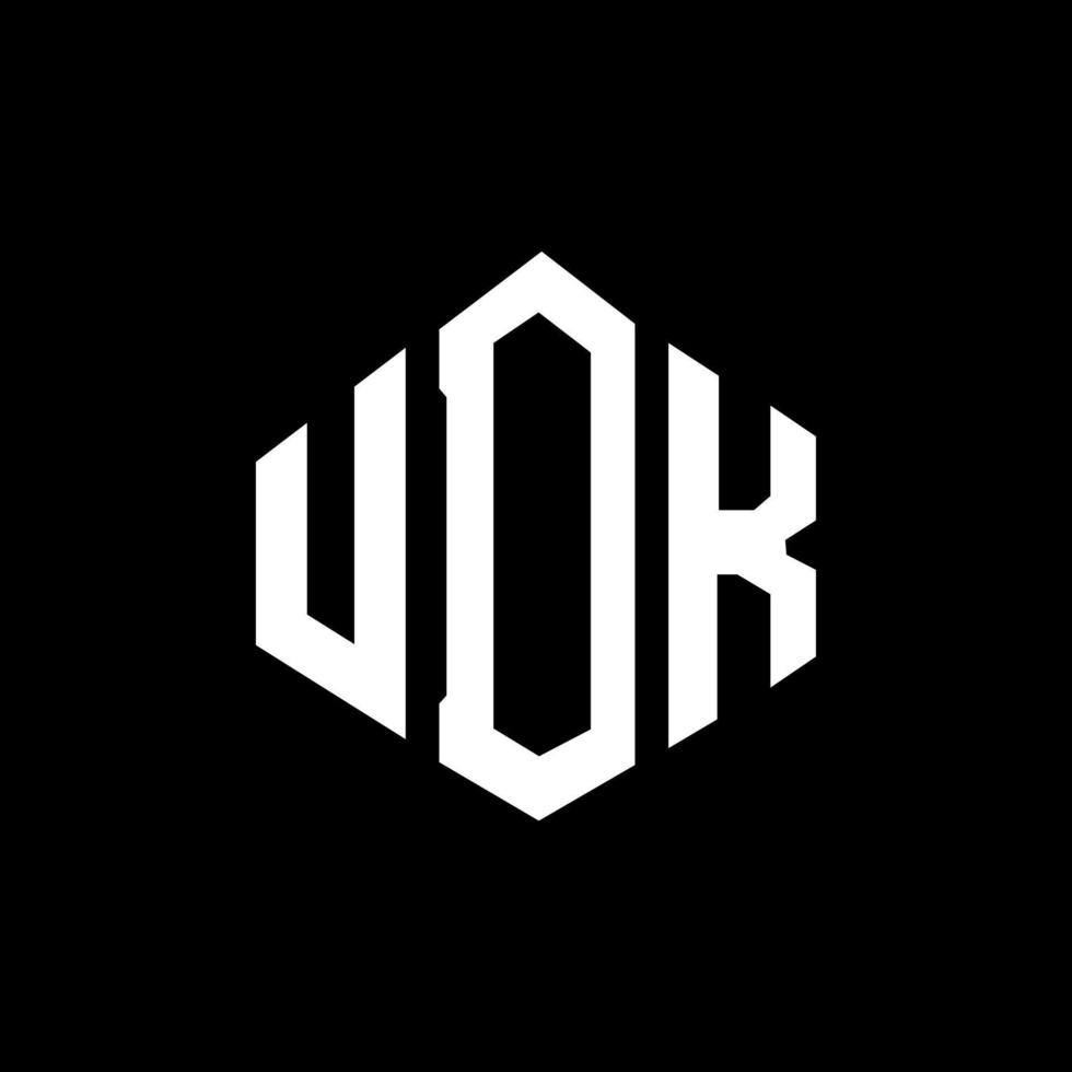 diseño de logotipo de letra udk con forma de polígono. diseño de logotipo en forma de cubo y polígono udk. udk hexágono vector logo plantilla colores blanco y negro. monograma udk, logotipo empresarial y inmobiliario.