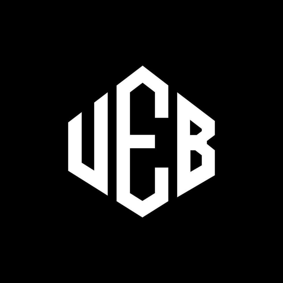 UEB letter logo design with polygon shape. UEB polygon and cube shape logo design. UEB hexagon vector logo template white and black colors. UEB monogram, business and real estate logo.