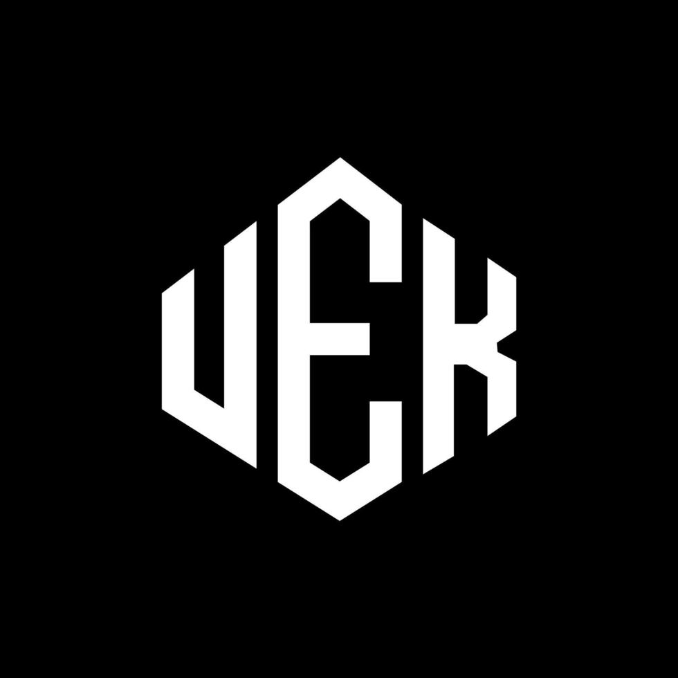 UEK letter logo design with polygon shape. UEK polygon and cube shape logo design. UEK hexagon vector logo template white and black colors. UEK monogram, business and real estate logo.