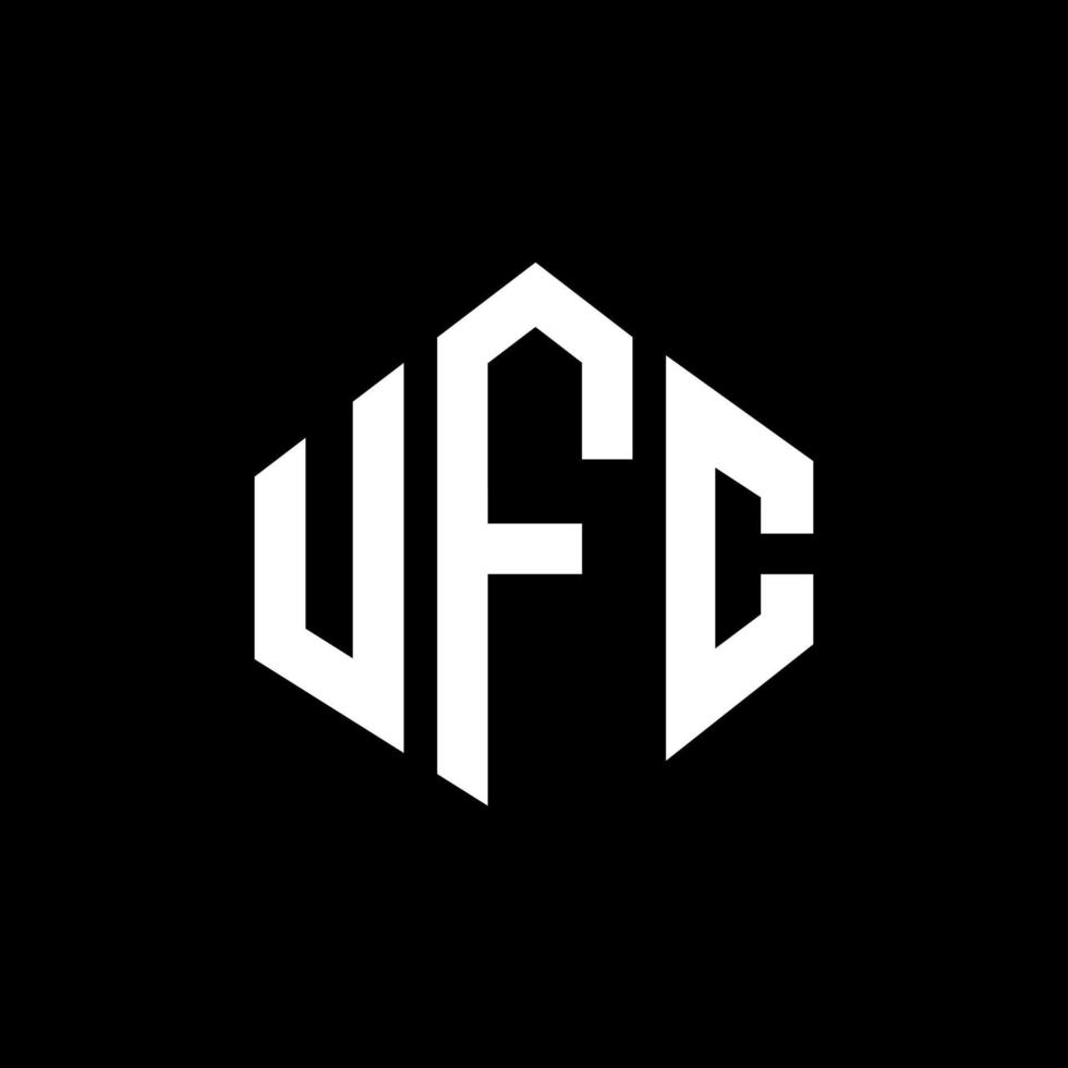 diseño de logotipo de letra ufc con forma de polígono. diseño de logotipo en forma de cubo y polígono ufc. plantilla de logotipo vectorial hexagonal ufc colores blanco y negro. monograma de ufc, logotipo de negocios y bienes raíces. vector