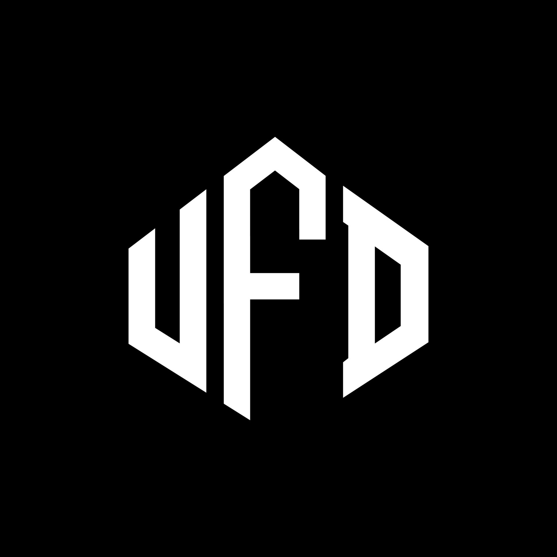 diseño de logotipo de letra ufd con forma de polígono. diseño de