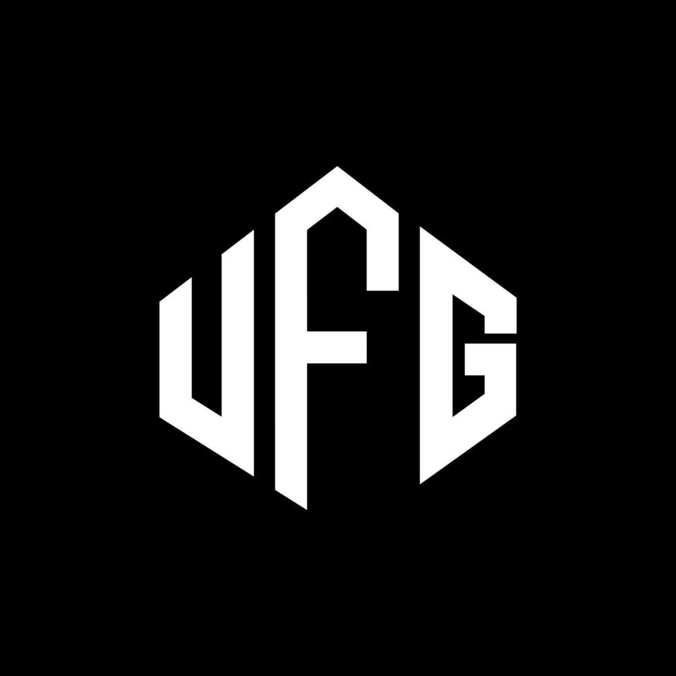 UFG letter logo design with polygon shape. UFG polygon and cube shape logo design. UFG hexagon vector logo template white and black colors. UFG monogram, business and real estate logo.