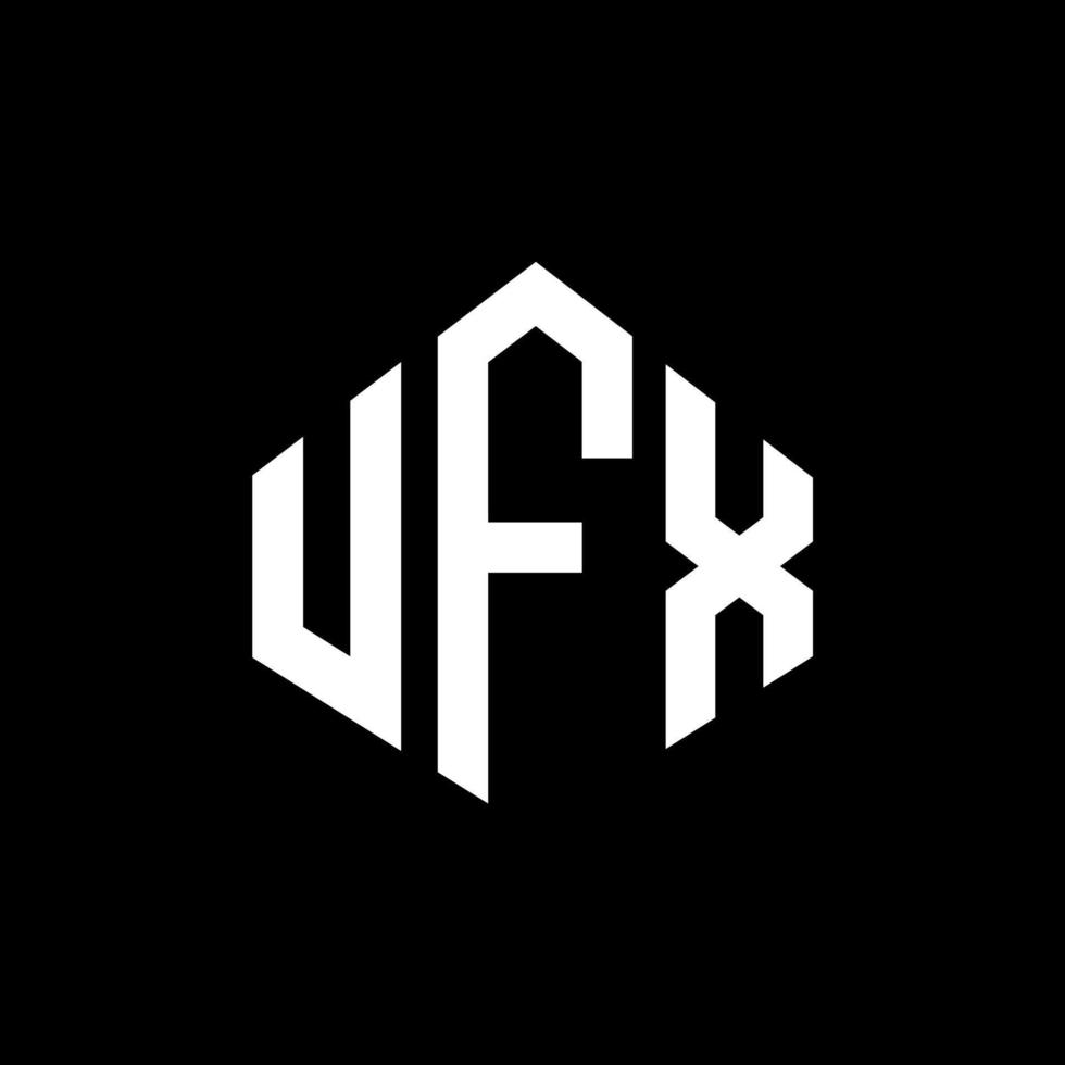 UFX letter logo design with polygon shape. UFX polygon and cube shape logo design. UFX hexagon vector logo template white and black colors. UFX monogram, business and real estate logo.