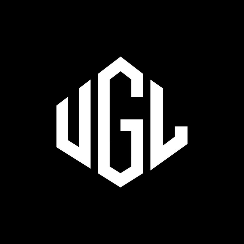 UGL letter logo design with polygon shape. UGL polygon and cube shape logo design. UGL hexagon vector logo template white and black colors. UGL monogram, business and real estate logo.