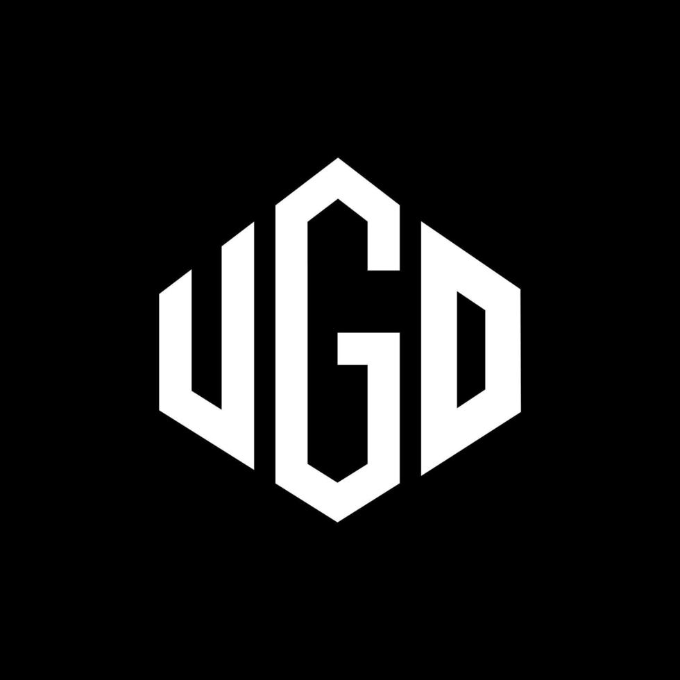 UGO letter logo design with polygon shape. UGO polygon and cube shape logo design. UGO hexagon vector logo template white and black colors. UGO monogram, business and real estate logo.