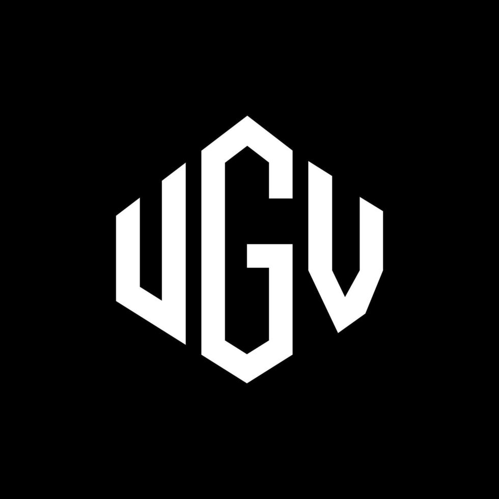 UGV letter logo design with polygon shape. UGV polygon and cube shape logo design. UGV hexagon vector logo template white and black colors. UGV monogram, business and real estate logo.