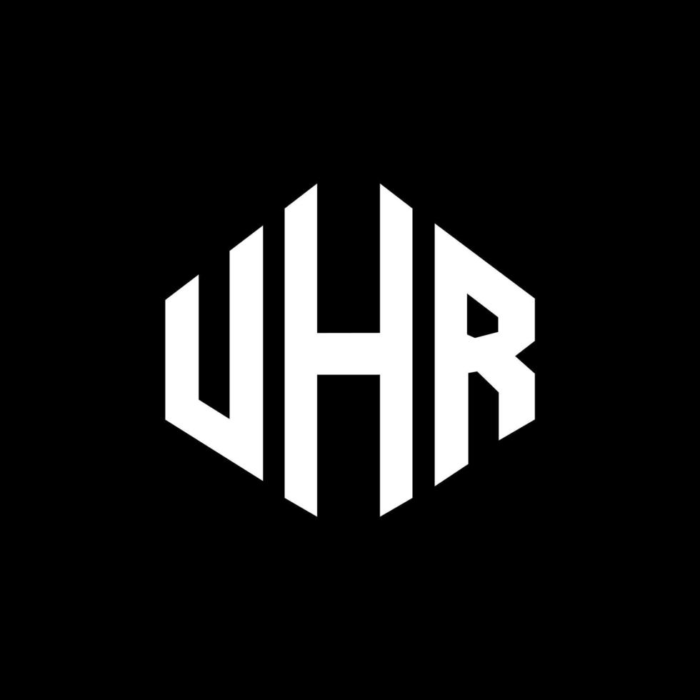 UHR letter logo design with polygon shape. UHR polygon and cube shape logo design. UHR hexagon vector logo template white and black colors. UHR monogram, business and real estate logo.