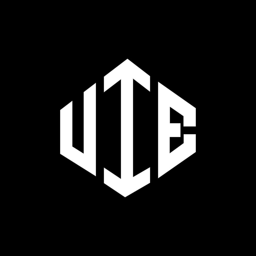 UIE letter logo design with polygon shape. UIE polygon and cube shape logo design. UIE hexagon vector logo template white and black colors. UIE monogram, business and real estate logo.