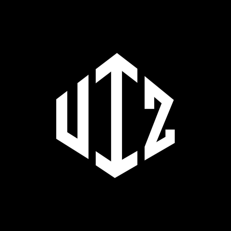 UIZ letter logo design with polygon shape. UIZ polygon and cube shape logo design. UIZ hexagon vector logo template white and black colors. UIZ monogram, business and real estate logo.