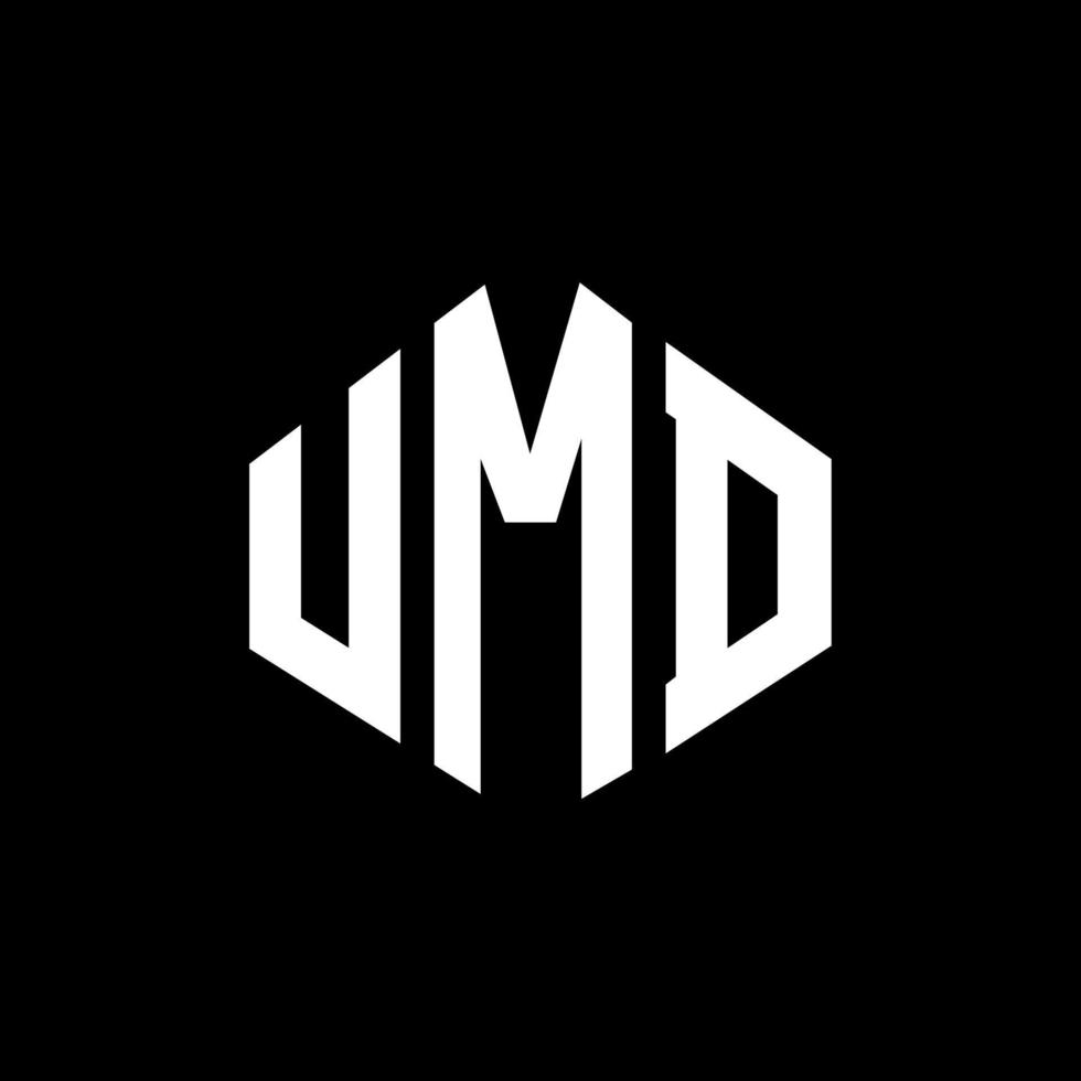 UMD letter logo design with polygon shape. UMD polygon and cube shape logo design. UMD hexagon vector logo template white and black colors. UMD monogram, business and real estate logo.