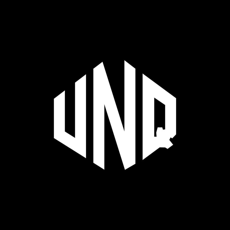 UNQ letter logo design with polygon shape. UNQ polygon and cube shape logo design. UNQ hexagon vector logo template white and black colors. UNQ monogram, business and real estate logo.