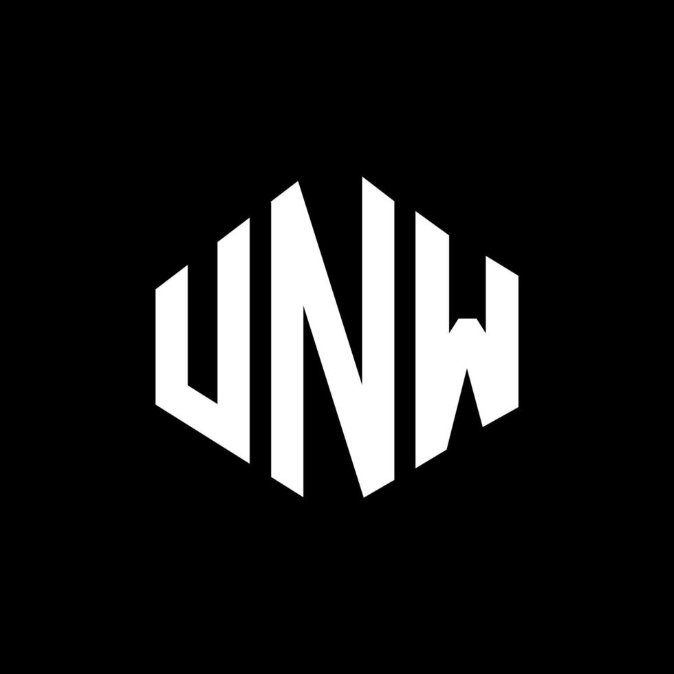 UNW letter logo design with polygon shape. UNW polygon and cube shape logo design. UNW hexagon vector logo template white and black colors. UNW monogram, business and real estate logo.