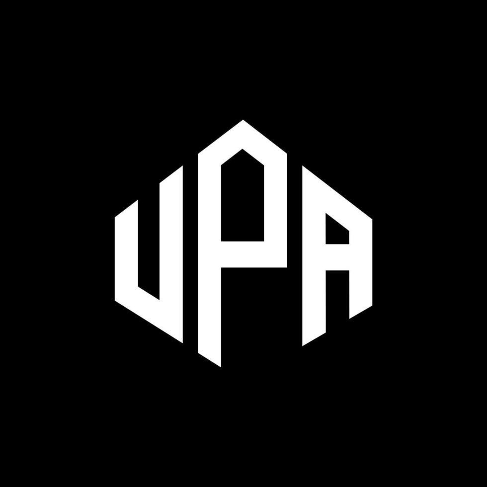 diseño de logotipo de letra upa con forma de polígono. upa polígono y diseño de logotipo en forma de cubo. upa hexágono vector logo plantilla colores blanco y negro. monograma upa, logotipo empresarial y inmobiliario.
