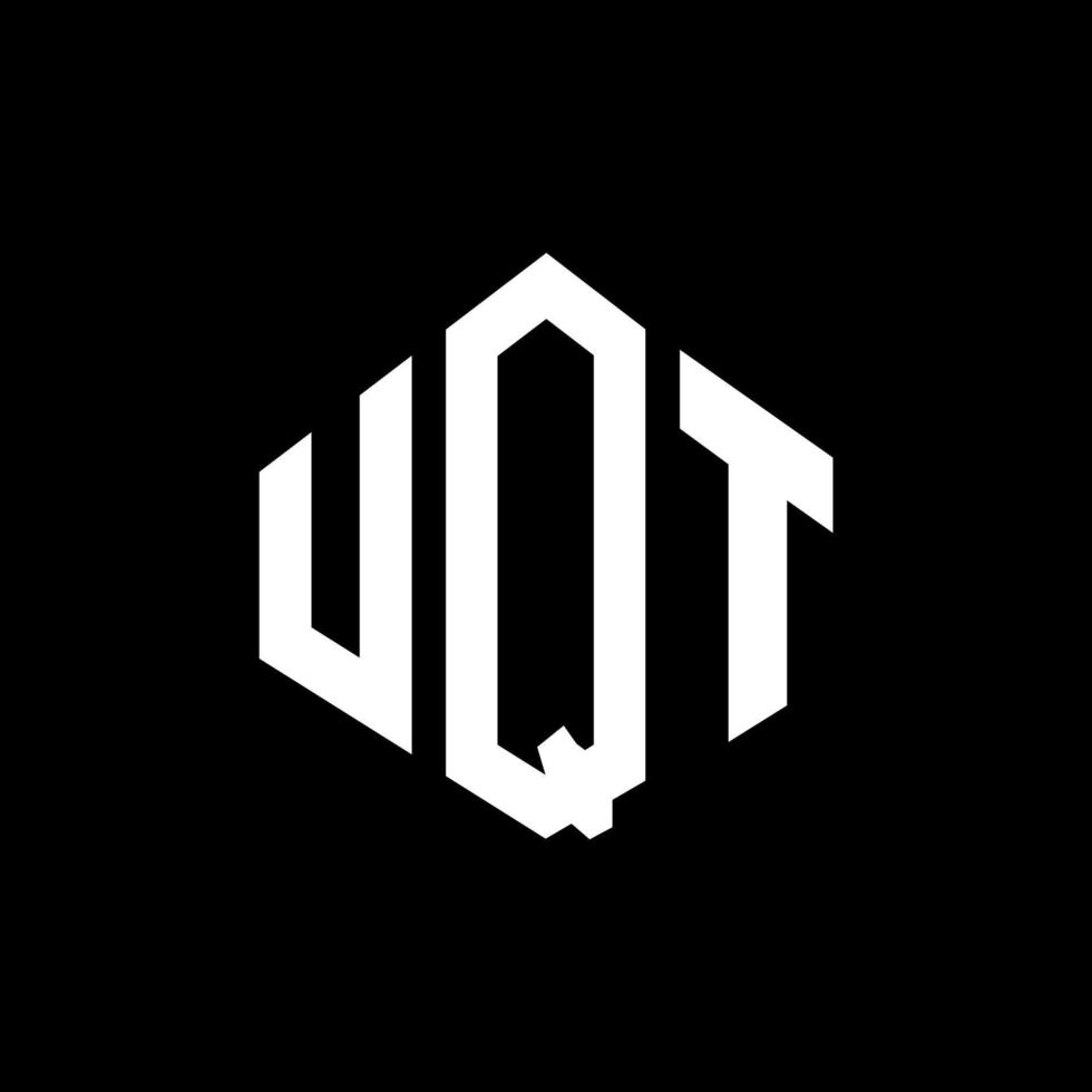 UQT letter logo design with polygon shape. UQT polygon and cube shape logo design. UQT hexagon vector logo template white and black colors. UQT monogram, business and real estate logo.