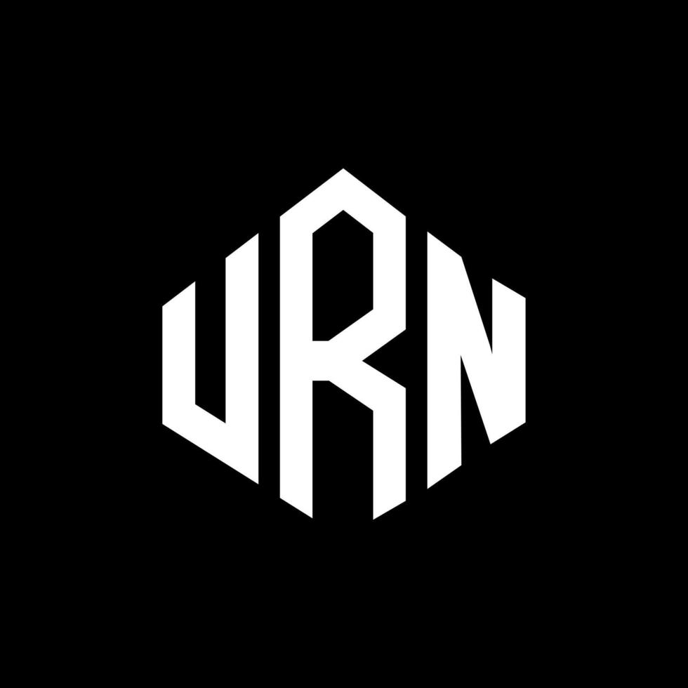 URN letter logo design with polygon shape. URN polygon and cube shape logo design. URN hexagon vector logo template white and black colors. URN monogram, business and real estate logo.