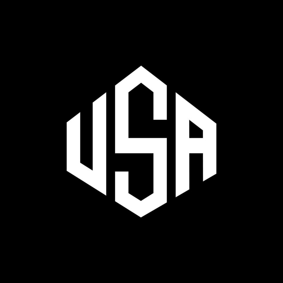 diseño de logotipo de letra usa con forma de polígono. diseño de logotipo en forma de polígono y cubo de estados unidos. usa hexágono vector logo plantilla colores blanco y negro. monograma de estados unidos, logotipo comercial y inmobiliario.