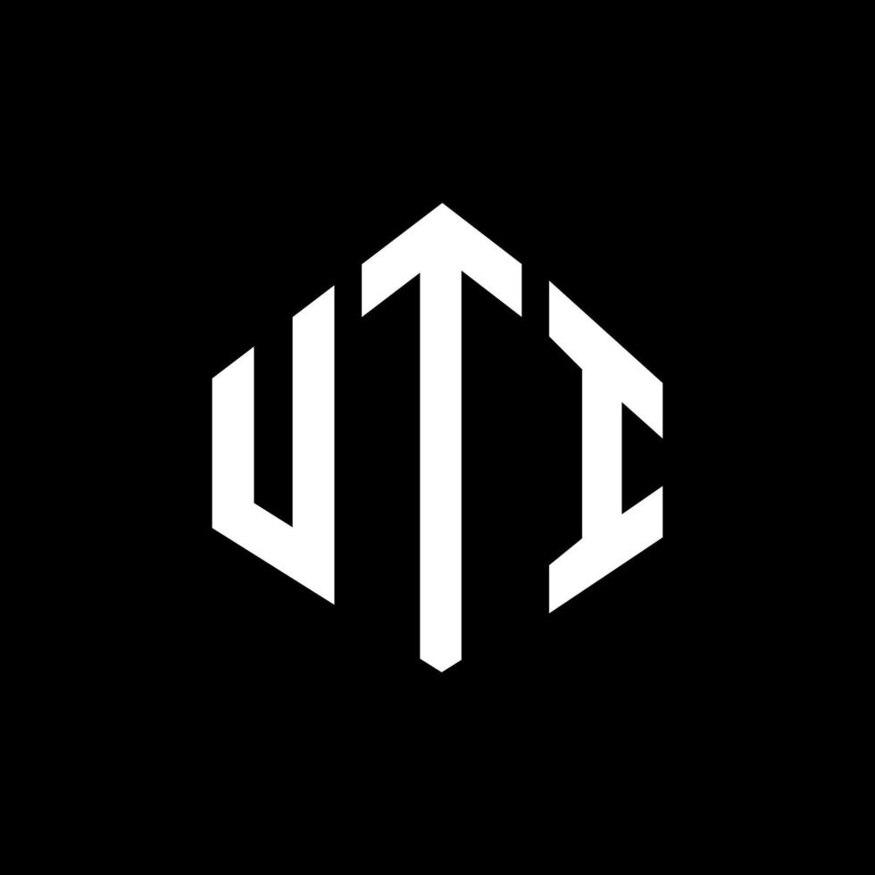 UTI letter logo design with polygon shape. UTI polygon and cube shape logo design. UTI hexagon vector logo template white and black colors. UTI monogram, business and real estate logo.