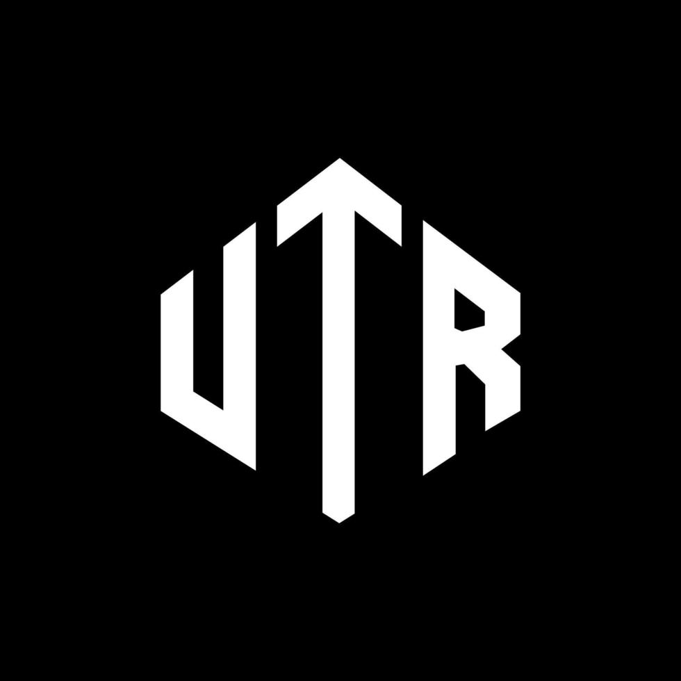 UTR letter logo design with polygon shape. UTR polygon and cube shape logo design. UTR hexagon vector logo template white and black colors. UTR monogram, business and real estate logo.
