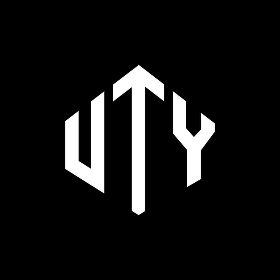 diseño de logotipo de letra uty con forma de polígono. uty polígono y diseño de logotipo en forma de cubo. uty hexágono vector logo plantilla colores blanco y negro. monograma uty, logotipo comercial y inmobiliario.