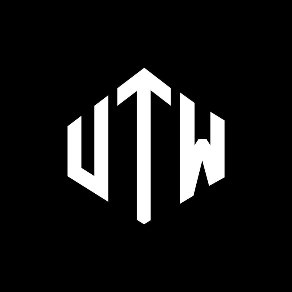 UTW letter logo design with polygon shape. UTW polygon and cube shape logo design. UTW hexagon vector logo template white and black colors. UTW monogram, business and real estate logo.