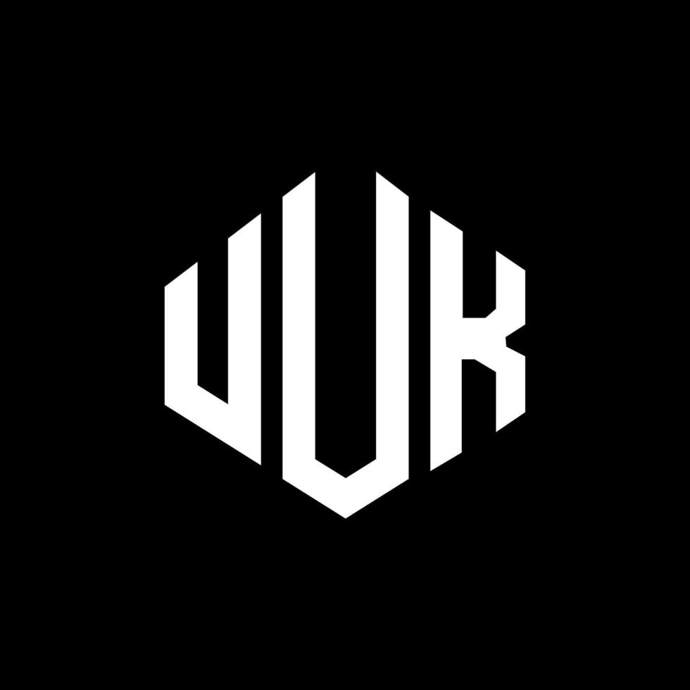 diseño de logotipo de letra uuk con forma de polígono. uuk polígono y diseño de logotipo en forma de cubo. uuk hexágono vector logo plantilla colores blanco y negro. monograma uuk, logotipo comercial y inmobiliario.