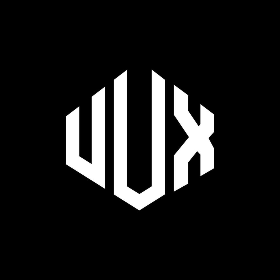 UUX letter logo design with polygon shape. UUX polygon and cube shape logo design. UUX hexagon vector logo template white and black colors. UUX monogram, business and real estate logo.