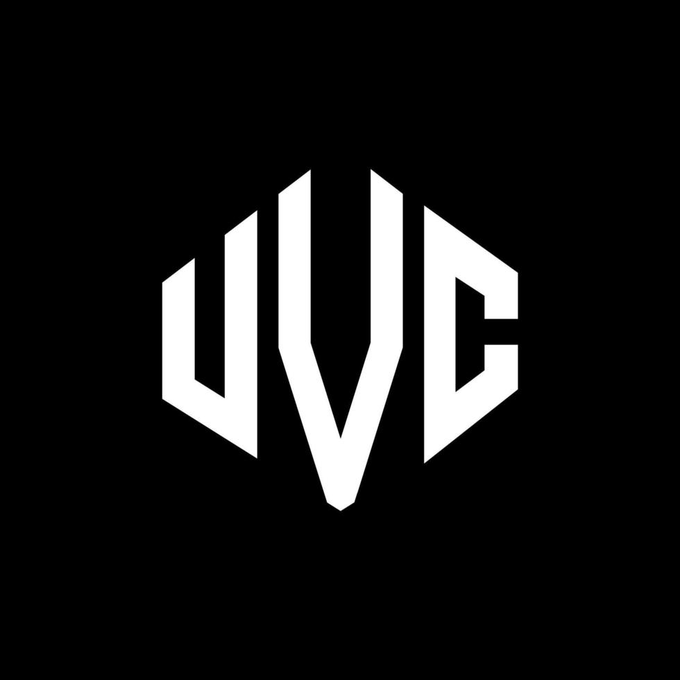 UVC letter logo design with polygon shape. UVC polygon and cube shape logo design. UVC hexagon vector logo template white and black colors. UVC monogram, business and real estate logo.