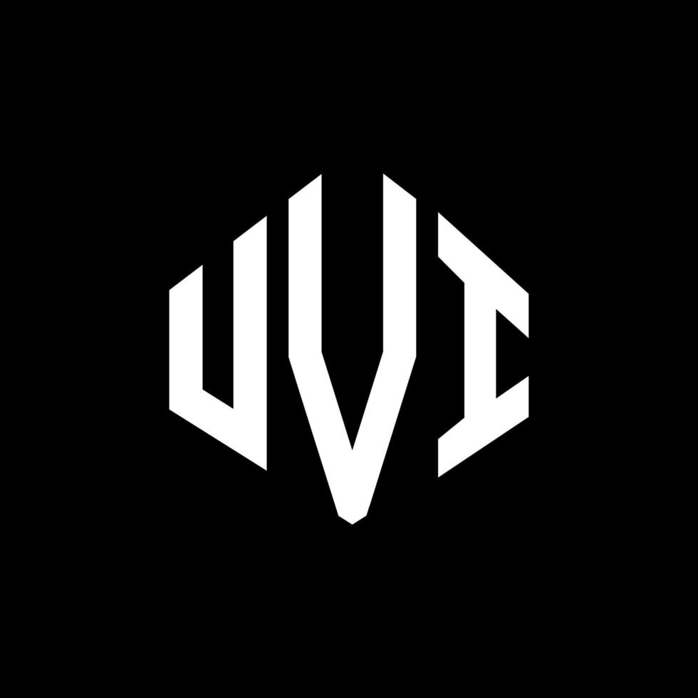 UVI letter logo design with polygon shape. UVI polygon and cube shape logo design. UVI hexagon vector logo template white and black colors. UVI monogram, business and real estate logo.