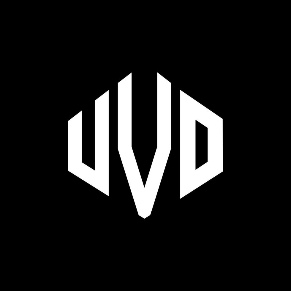 UVO letter logo design with polygon shape. UVO polygon and cube shape logo design. UVO hexagon vector logo template white and black colors. UVO monogram, business and real estate logo.