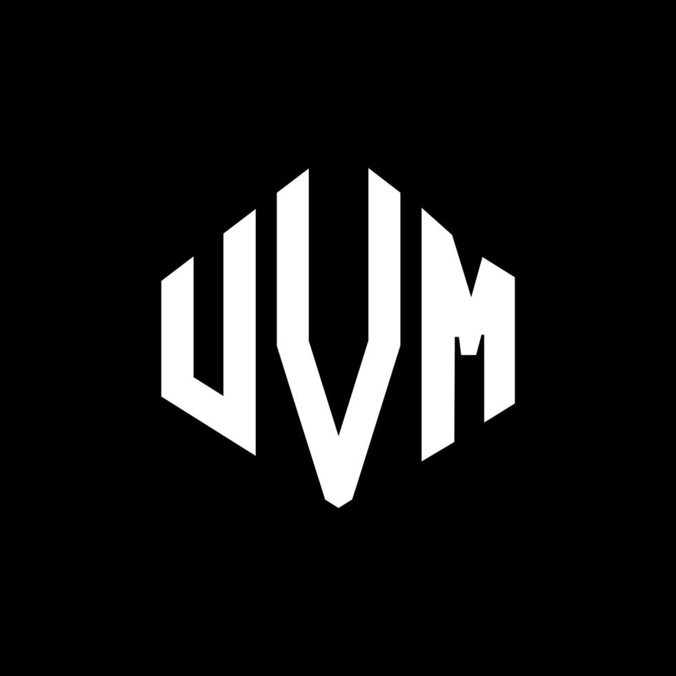 diseño de logotipo de letra uvm con forma de polígono. diseño de logotipo en forma de cubo y polígono uvm. uvm hexágono vector logo plantilla colores blanco y negro. monograma uvm, logotipo comercial e inmobiliario.