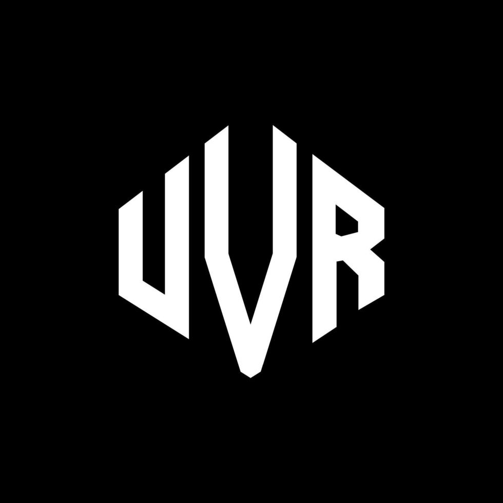 UVR letter logo design with polygon shape. UVR polygon and cube shape logo design. UVR hexagon vector logo template white and black colors. UVR monogram, business and real estate logo.