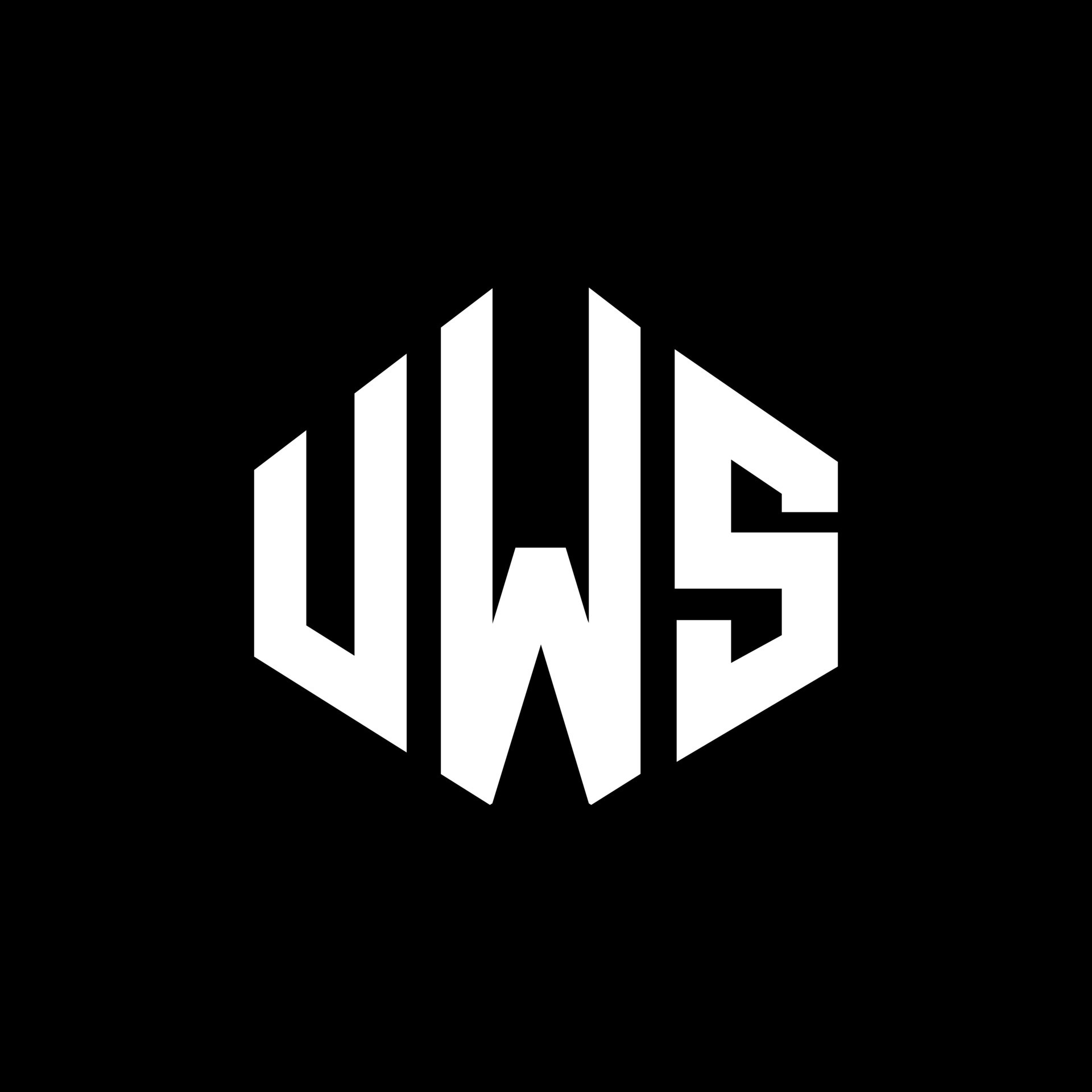 UWS letter logo design with polygon shape. UWS polygon and cube shape