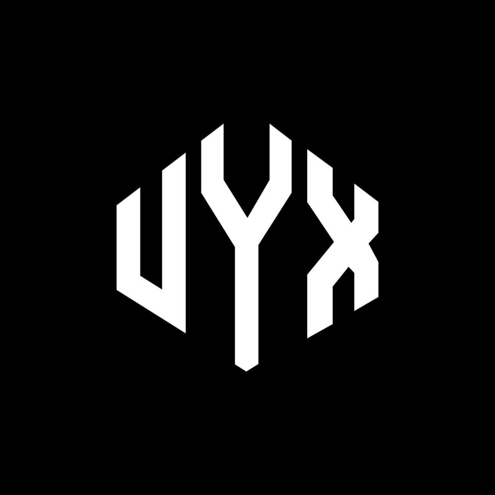 UYX letter logo design with polygon shape. UYX polygon and cube shape logo design. UYX hexagon vector logo template white and black colors. UYX monogram, business and real estate logo.