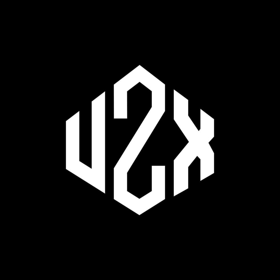 UZX letter logo design with polygon shape. UZX polygon and cube shape logo design. UZX hexagon vector logo template white and black colors. UZX monogram, business and real estate logo.