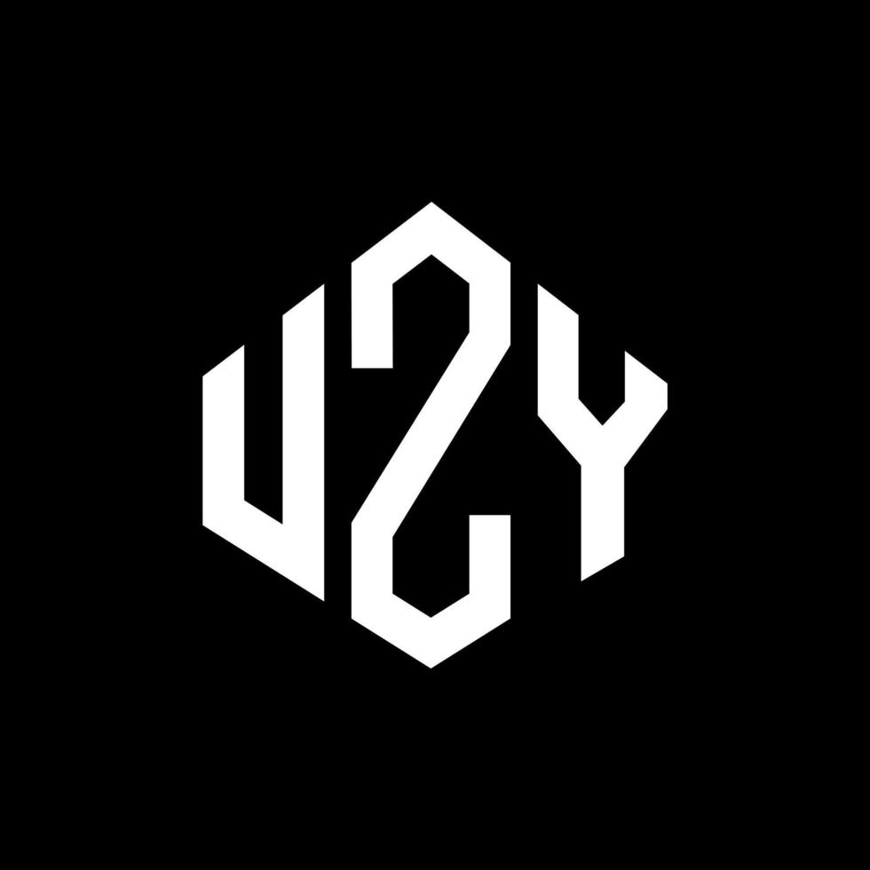 diseño de logotipo de letra uzy con forma de polígono. diseño de logotipo en forma de cubo y polígono uzy. uzy hexágono vector logo plantilla colores blanco y negro. monograma uzy, logotipo comercial y inmobiliario.