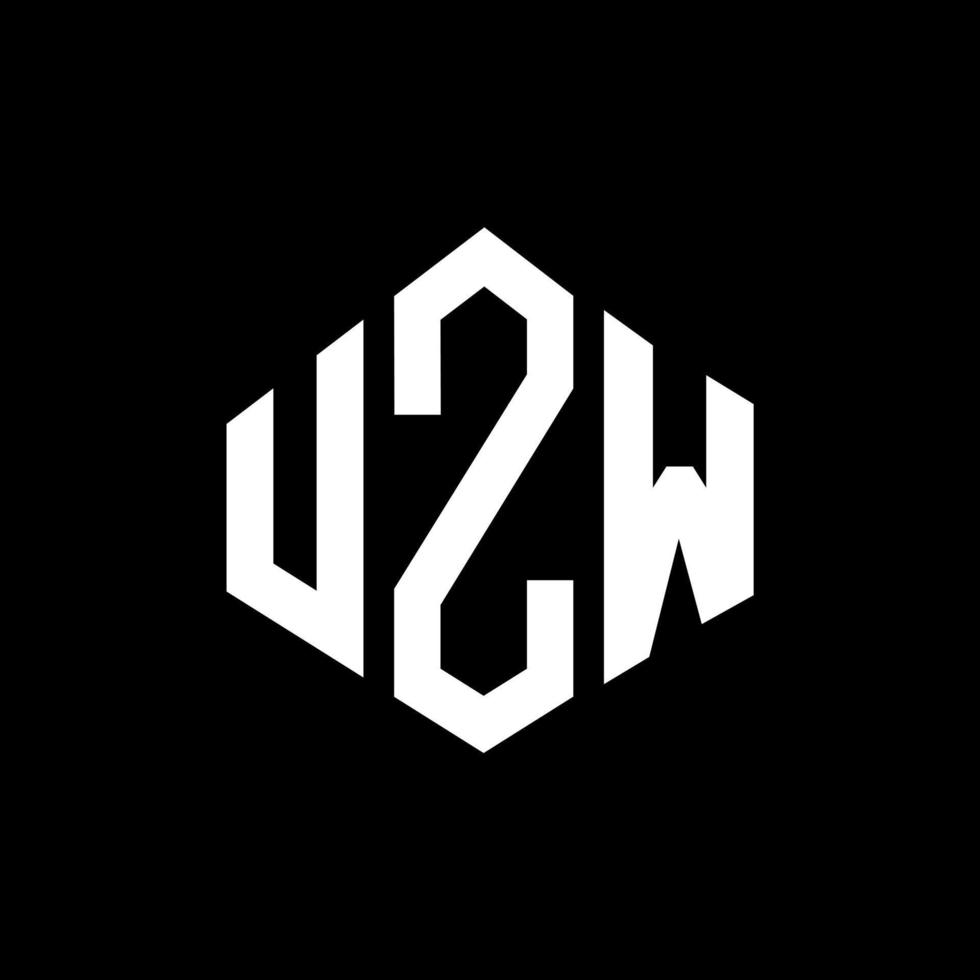 UZW letter logo design with polygon shape. UZW polygon and cube shape logo design. UZW hexagon vector logo template white and black colors. UZW monogram, business and real estate logo.